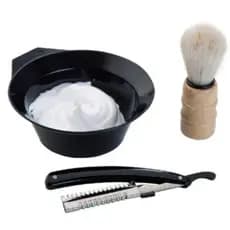 Kit Para Barbear Barba Navalhete Pincel Tigela Homem 3 Peças C01