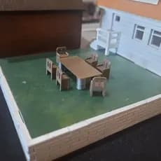 Miniatura Mesa com 6 cadeiras para Diorama Velozes e furiosos