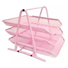 ORGANIZADOR PORTA ARQUIVO 3 BANDEJAS ROSA ESCRITÓRIO