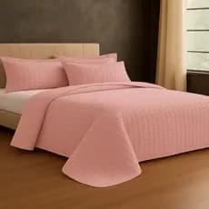 Kit Cobre Leito Colcha Com Porta Travesseiro Premium Bordado Dupla Face
