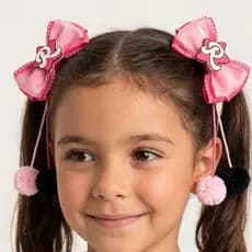 kit 2 laços rosa pink os rosas Emilly vick youtuber parzinho de laços infantil fivela de cabelo bico de pato