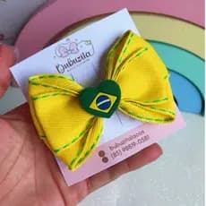 laço bico de pato presilha de cabelo infantil copa do mundo Brasil futebol