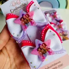 kit 2 laços fivela par bico de pato guerreiras do kpop huntrix Netflix rumi