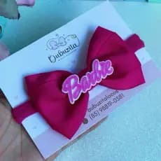 faixinha tiara de bebê Barbie rosa mesversário infantil menina pink