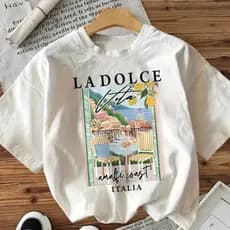 Premium 100% Algodão Camisa Italia La Dolce Tshirt Unissex Plus Size