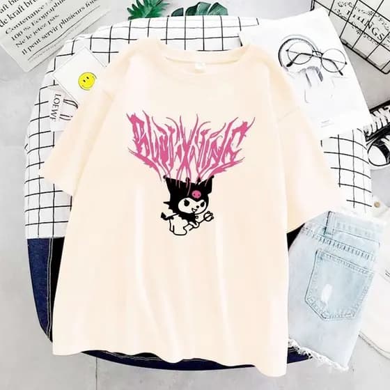 Camiseta Streetwear Kuromi Anime Unissex 100% Algodão Envio Imediato