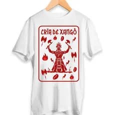 Axé Camisa Cria de Xangô Camiseta Masculina Branca 100% Poliéster Orixá Umbanda Candomblé