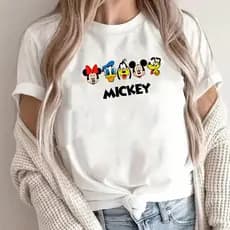 Camiseta Streetwear feminina de  Turma mickey branca off white malha premium T-Shirts 100% Algodão Envio Imediato
