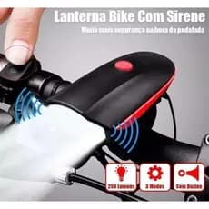 Lanterna Farol Bike Bicicleta Led Buzina Recarregável Usb 250 Lumens 7588