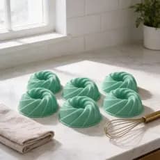 Kit Formas Silicone Gourmet 6 Peças Bolos Pudins Gelatinas Molde Fácil Prático Antiaderente