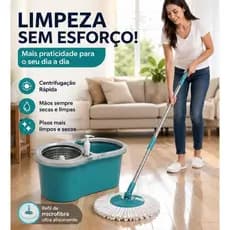 Mop Giratorio 360 Graus Com Balde  Centrifuga Limpeza Prática e Eficiente para Casa