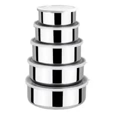 Kit Potes Inox com Tampa 🍲 Conjunto Multiuso para Cozinha Mantimentos Marmita Organizador