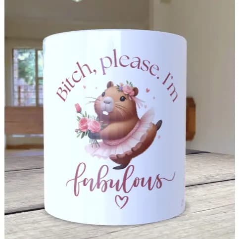 Caneca Capivara 'Bitch, please I'm fabulous', caneca personalizada, caneca cerâmica, caneca divertida