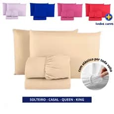 Jogo de Lençol Cama Box  2 ou 3 Peças Antialérgico Microfibra Liso Solteiro Casal Queen e King