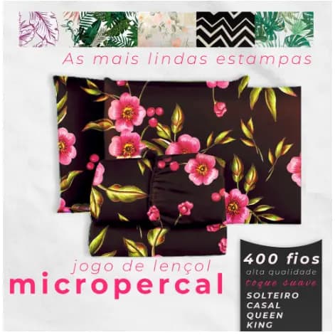 Jogo de Lençol Micropercal Estampado 400 Fios Alta Qualidade - Seleção Melhores Estampas