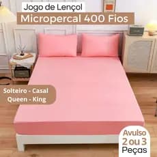 Jogo de Lençol 3 Peças Micropercal 400 Fios Liso - Solteiro Casal Queen King