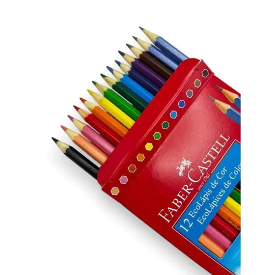 Lápis de cor 12 cores +2 lápis de escrever Faber-Castell com Canetinha hidrográfica Neo Pen 12 cores