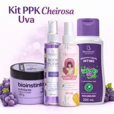 🍓✨ Kit Uva Bio Instinto ppk cheirosa – 1Sabonete Íntimo + 1Body Splash + 1Desodorante Íntimo + 1 esfoliante ✨🍓