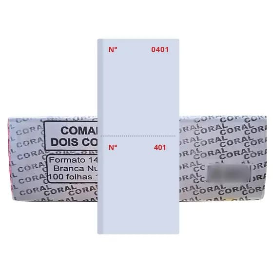 Comanda 2 Corpos Numerado Branco 14,5x5 Restaurante Lanchonete Pacote Com 10 Unidades