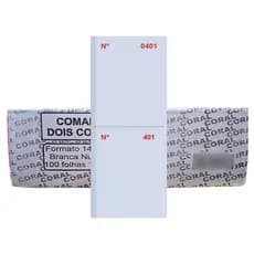 Comanda 2 Corpos Numerado Branco 14,5x5 Restaurante Lanchonete Pacote Com 10 Unidades