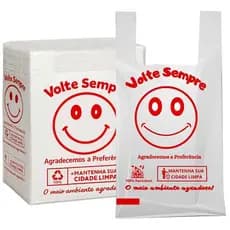 Sacola Plástica Volte Sempre Ecológica Sorriso Vermelha Feliz Venda 30x40 Pacote Com 500 Unidades