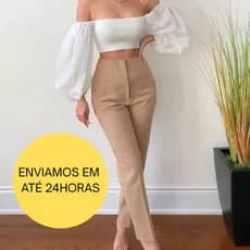Calça Alfaiataria Feminina Cintura Alta Moda Elegante Estilosa Tendência Blogueira