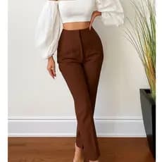 Calça Feminina Alfaiataria Cintura Alta Lançamento Estilosa Social Moda Blogueira