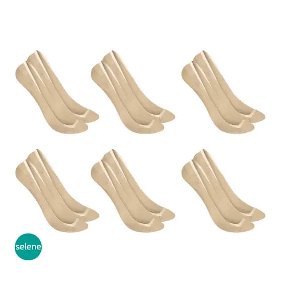 Kit 6 Pares De Meias Selene De Algodao Feminina Basica Modelo Sapatilha Super Invisivel