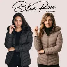 Jaqueta Puffer Feminina Peluciada Forrada Capuz Removível Inverno Com Zíper E Bolso
