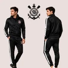 Conjunto Corinthians Masculino Jaqueta e Calça De Helanca Original Confortável Para Inverno