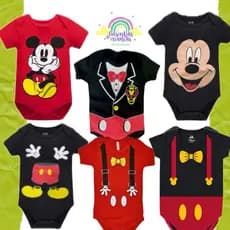 Body Mickey Mouse, touca Mickey, body rosto Mickey, body masculino mesversario fantasia temático bori Mickey  macacão