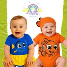 Body bebê mesversário Procurando Nemo Dory bori fantasia peixe