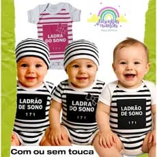 Body ladrão de sono, Body ladra de sono, body mesversário fantasia ladrão bebê