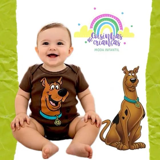 Body bebê Scooby Doo, mesversário fantasia Scobi do bori marrom