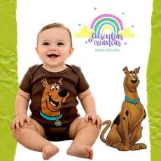 Body bebê Scooby Doo, mesversário fantasia Scobi do bori marrom