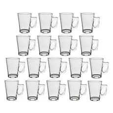 Jogo 18 Canecas de Vidro Casual 185ml Chá Café Cappuccino