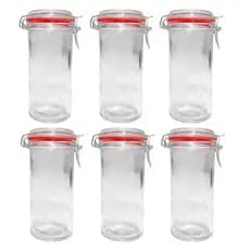 Kit 6 Potes Hermético Vidro Trava Metal 1500ml Class Home