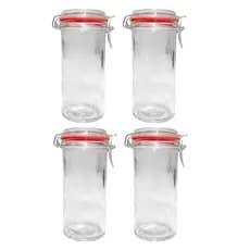 Kit 4 Potes Hermético Vidro Trava Metal 1500ml Class Home