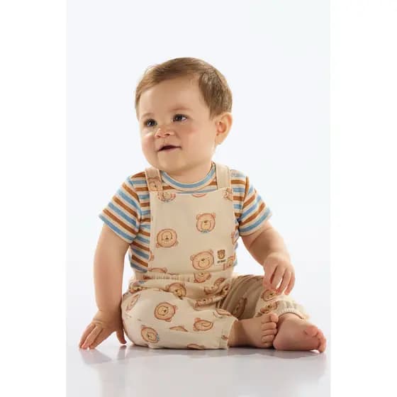Conjunto Jardineira e Body Bebê Up Baby