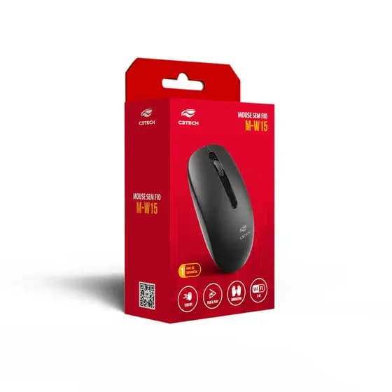 Mouse Sem Fio 1200 DPI C3Tech M-W15BK Preto