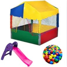 Kit Piscina 1x1 Completa + Escorregador Baby + 300 Bolinhas Coloridas: Diversão Garantida para os Pequenos