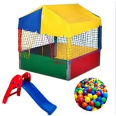 Super Kit Playground Baby 3 em 1 – Piscina 1x1 Completa com Escorregador Infantil e 400 Bolinhas