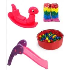 Kit Playground Infantil Completo: Escorregador Baby + Piscina Redonda + Gangorra Nhoca + 100 ou 200 Bolinhas