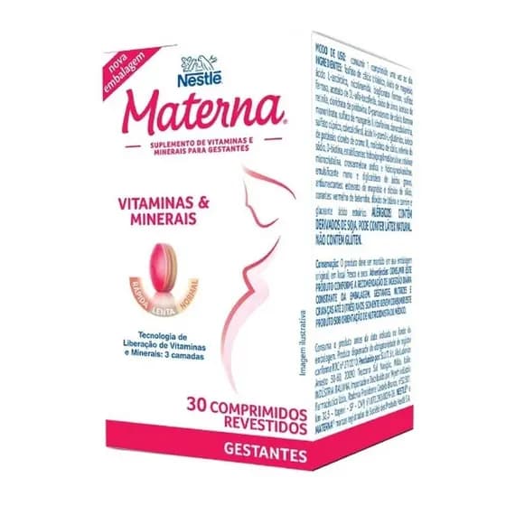 Materna Suplemento Vitamínico Mineral para Gestante 30 Comprimidos