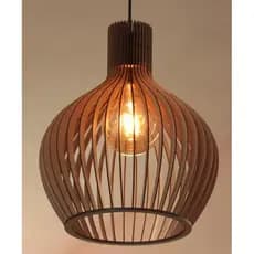Pendente Luminária Lustre de Sala Quarto Madeira Modelo Vintage Marrom - 1gmm