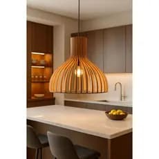 Lustre Pendente Luminária Pendente Meia Lua 3 Cores De Madeira Fiação Completa