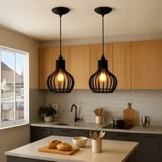 2 Pendentes Luminarias de Teto Lustre Área Gourmet de Madeira Preto - 2ppp