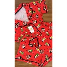 Pijama Americano Magali feminino short doll baby doll com botões pijama feminino de dormir