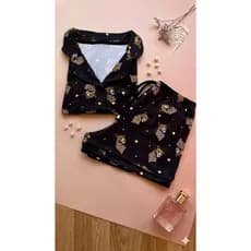 pijama americano onça doll feminino short doll baby doll com botões pijama feminino de dormir