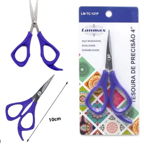 Tesoura Lanmax Precisão 4" Ponta Reta Roxa - LM- TC -121 P - 10cm